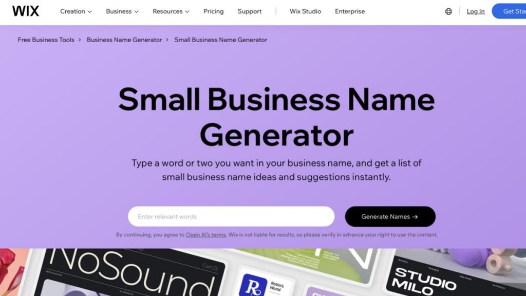Wix Business Name Generator